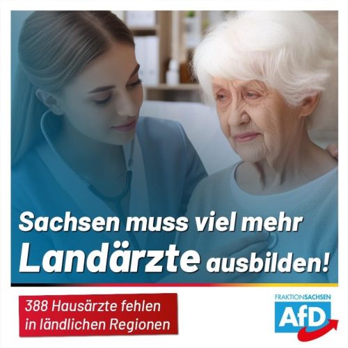 SPD-Gesundheitsministerin Petra Köpping rühmt sich aktuell dafür, dass die Regierung „mit der Landarztquote den Nerv der Zeit getroffen“ habe. Denn: Insgesamt gibt es 130 Bewerbungen für die 40 entsprechenden Studienplätze. Dazu: „Die Idee der Landarztquote stammt von der AfD. Wir hatten sie bereits vor sechs Jahren beantragt. Damals lehnten die Altparteien unseren Vorschlag ab. Das Selbstlob von SPD-Ministerin Köpping ist aber noch aus zwei weiteren Gründen unangebracht. Laut dem Zentralinstitut der kassenärztlichen Versorgung (Zi) braucht Sachsen 2025 insgesamt 843 Medizinstudienplätze (aktuell: 615). Diese Zahl ergibt sich aus dem tatsächlichen Bedarf an Ärzten, der in Sachsen riesig ist, weil uns schon jetzt 388 Hausärzte fehlen. 2022 beantragten wir eine deutliche Erhöhung der Medizin-Studienplätze gemäß der Prognose des Zentralinstituts. Die Regierungsparteien lehnten diesen wichtigen Antrag ab (Drs. 7/11012). Die aktuell gültige Landarztquote in Höhe von 6,5 Prozent ist zudem viel zu gering. Die Regierung schöpft damit noch nicht einmal das Maximum des rechtlich Möglichen aus. Die Landarztquote sollte meiner Ansicht nach mindestens doppelt so hoch sein, um die Medizin-Studenten auch in Sachsen zu halten.“